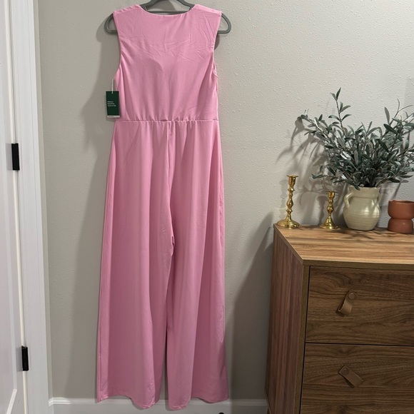 Halara Size Large Pink Square Neck Sleeveless Jumpsuit Comfort Stretch Wedding - Picture 2 of 5